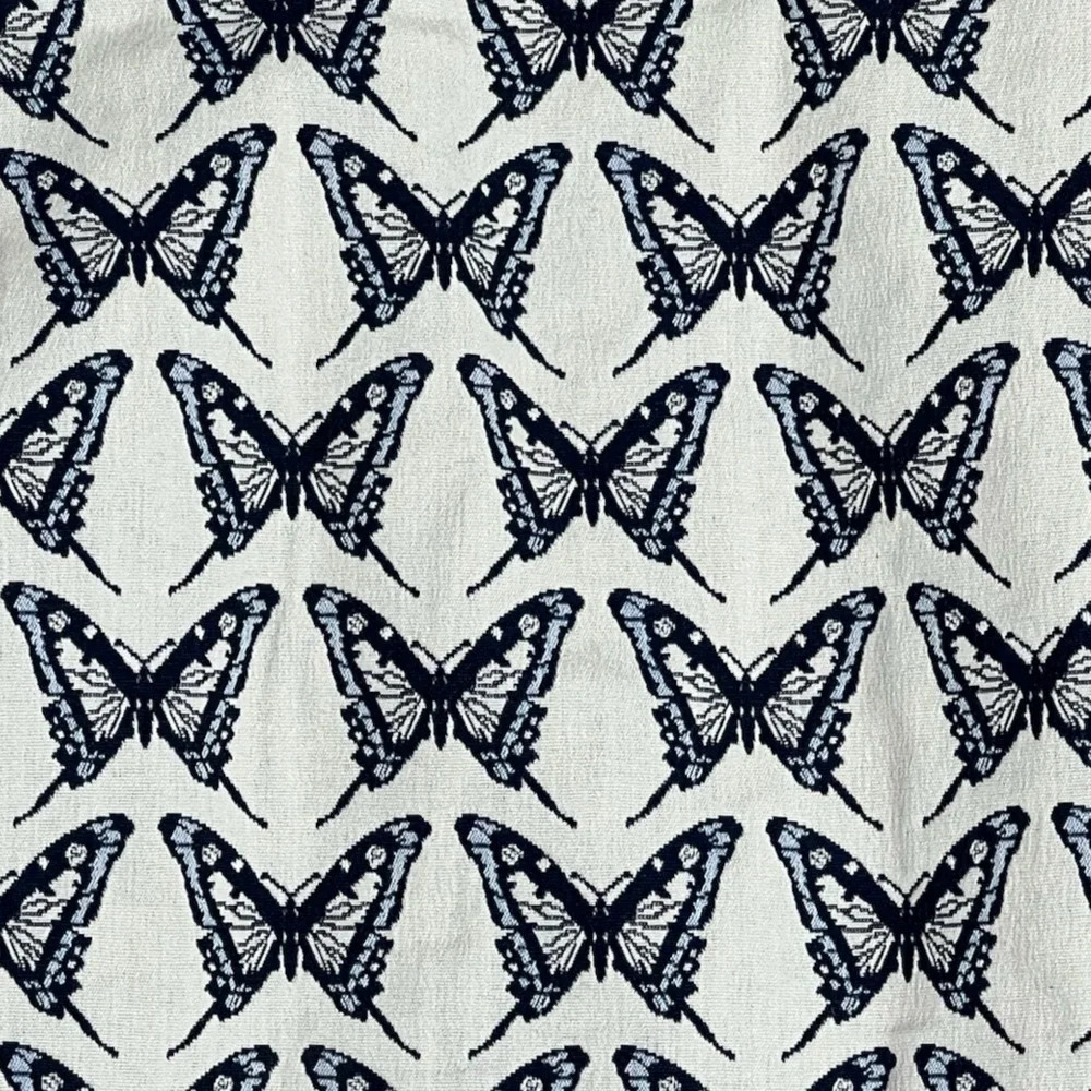 Trina Turk butterfly dress Pacific Butterfly jacquard fringe indigo ivory size 6 - Picture 3 of 14
